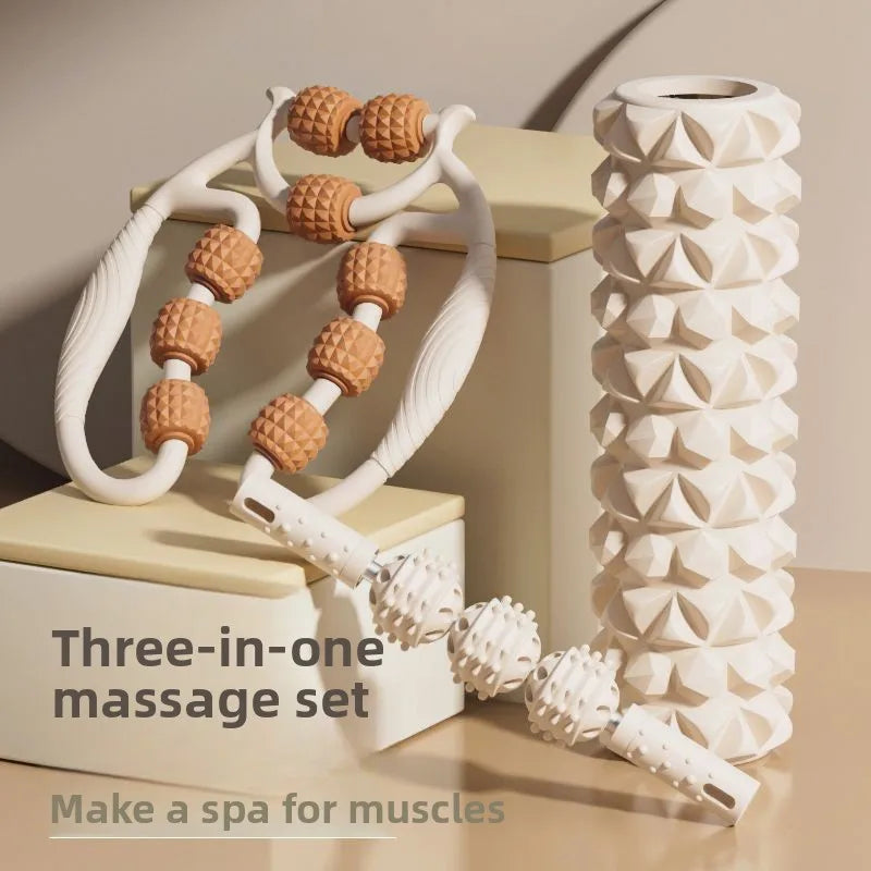 3 Piece Set - Foam Roller Muscle Recovery Stick – Yoga Fitness Tool for Leg Tension Relief, Post-Workout Massage & Full-Leg Relaxation