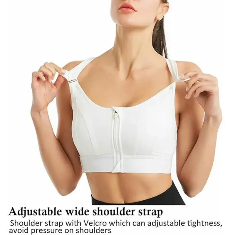 Front Zipper Adjustable Strap Shockproof Sports Bras For Women Elastic Fitness Athletic Brassiere Slim Yoga Crop Top