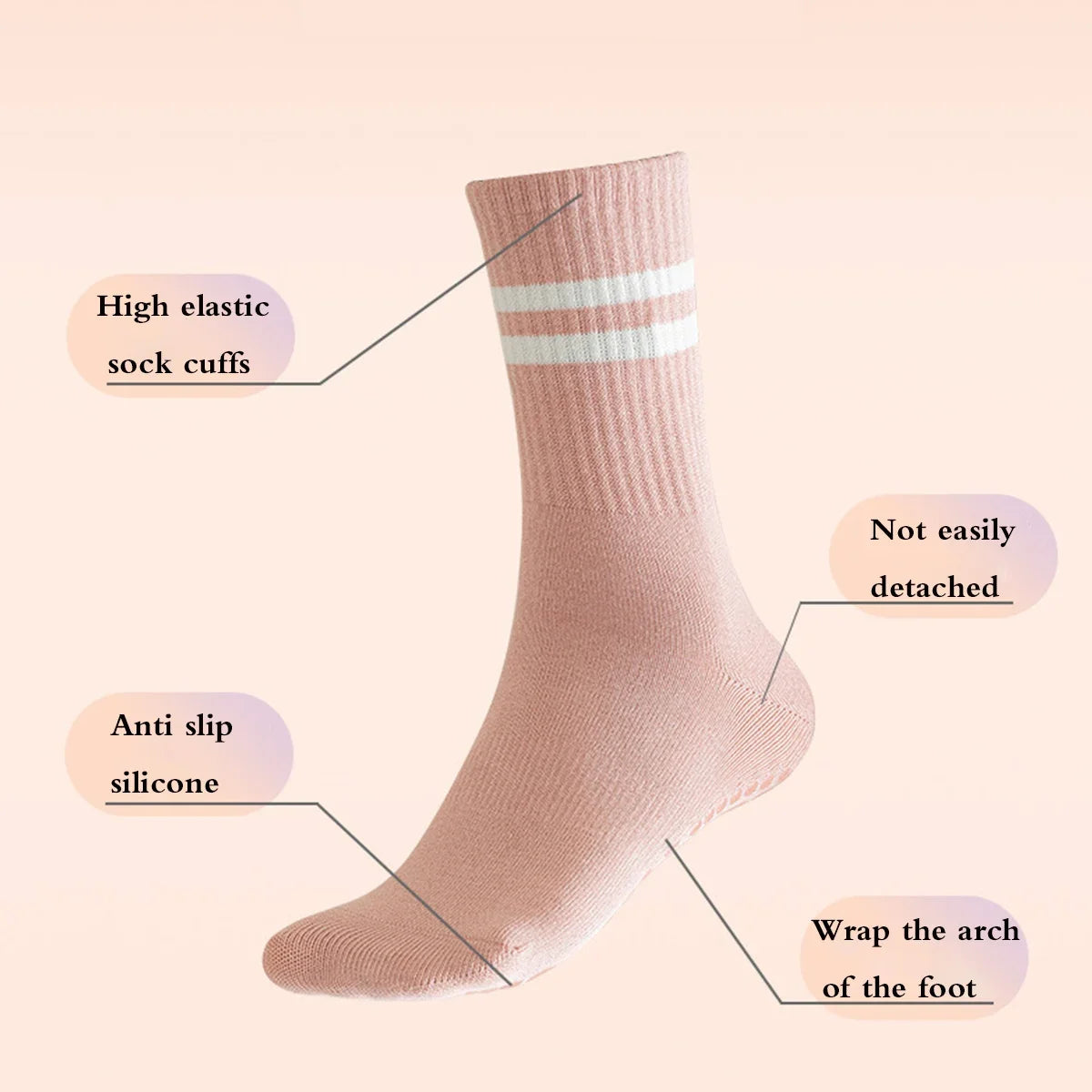 Pilates Grips Socks Non Slip 3 pairs