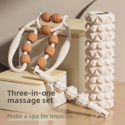 3 Piece Set - Foam Roller Muscle Recovery Stick – Yoga Fitness Tool for Leg Tension Relief, Post-Workout Massage & Full-Leg Relaxation