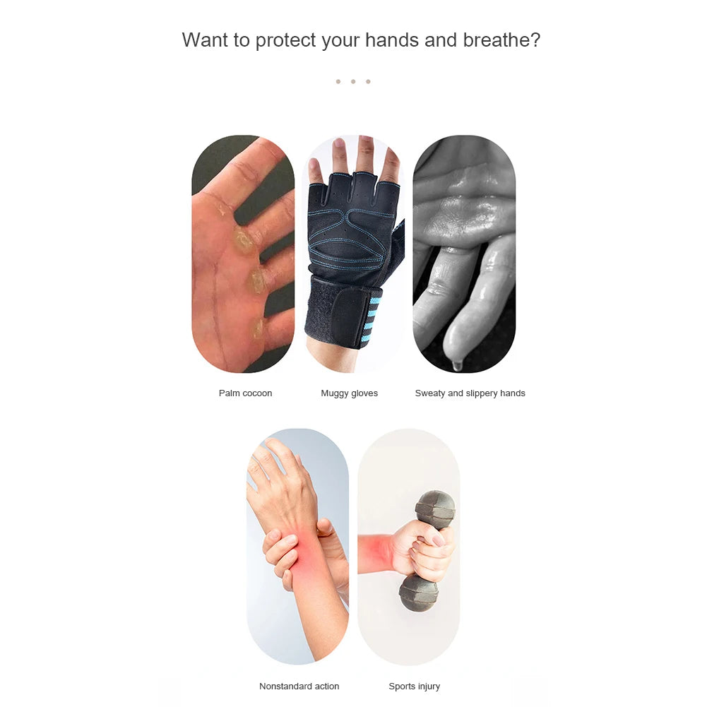 Leather Weight Dumbell Lifting Pull Ups Training Gloves Palm Protection Women Men Fitness Sports Gymnastics Grips