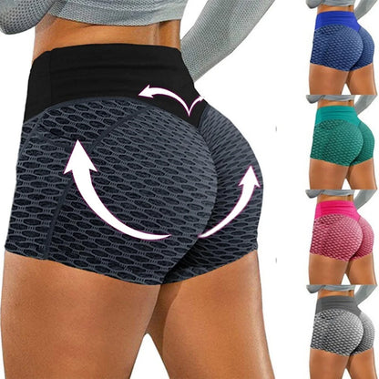 Womens High Waist Honeycomb Seamless Shorts