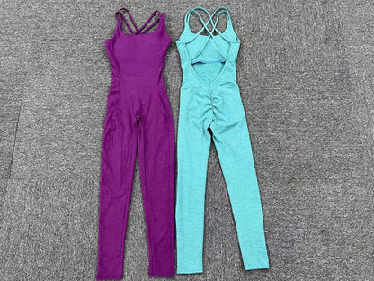 Backless Bodycon Scrunch Jumpsuit Raises Butt Women Dance Fitness