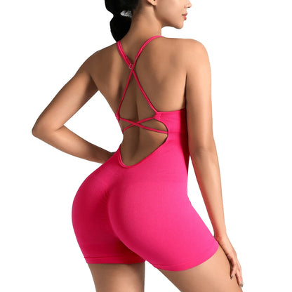 Women's Jumpsuit Bodysuit Adjustable Shoulder Strap Yoga Fitness Suit