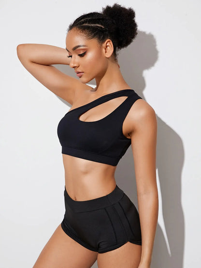 Women Sports Bra Push Up Fitness Bras One Shoulder Shockproof Yoga/ Pilates Bra