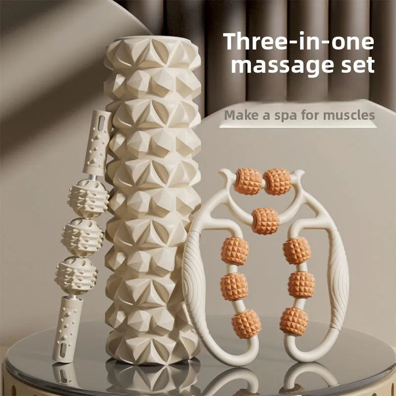 3 Piece Set - Foam Roller Muscle Recovery Stick – Yoga Fitness Tool for Leg Tension Relief, Post-Workout Massage & Full-Leg Relaxation