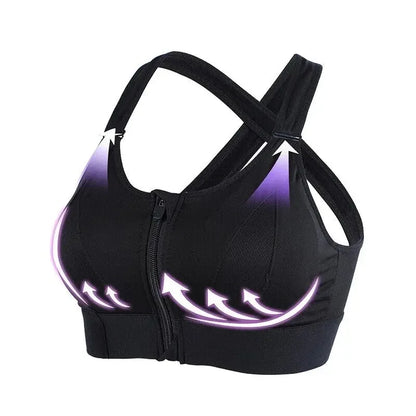 Front Zipper Adjustable Strap Shockproof Sports Bras For Women Elastic Fitness Athletic Brassiere Slim Yoga Crop Top