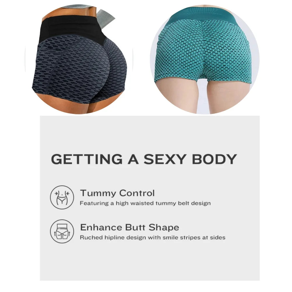 Womens High Waist Honeycomb Seamless Shorts
