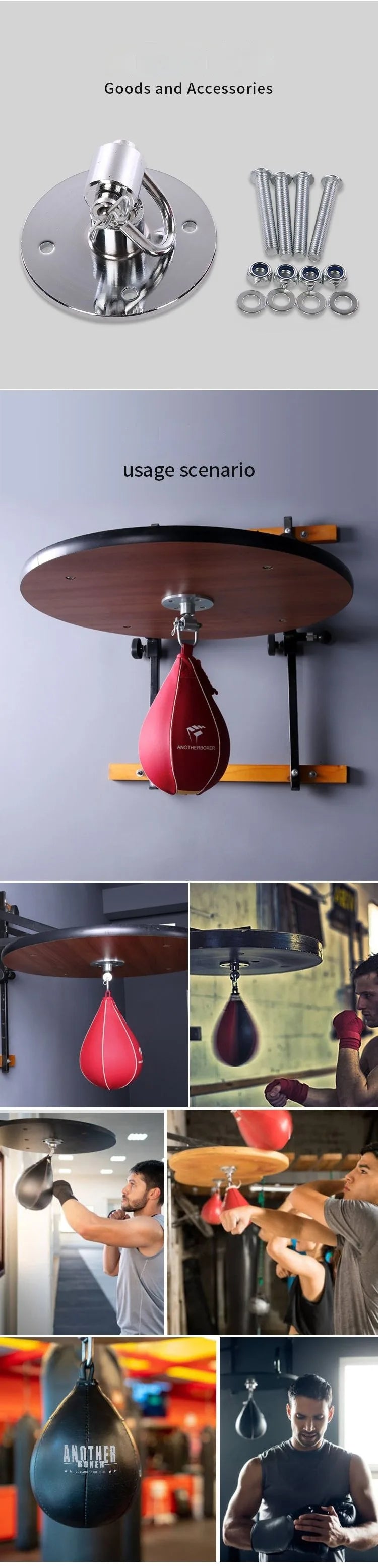 Boxing Speed Ball Pear Ball Training Speed Use Boxing Ball Mat Pattern Black Punching Balls Can Be Matched with A Spinner