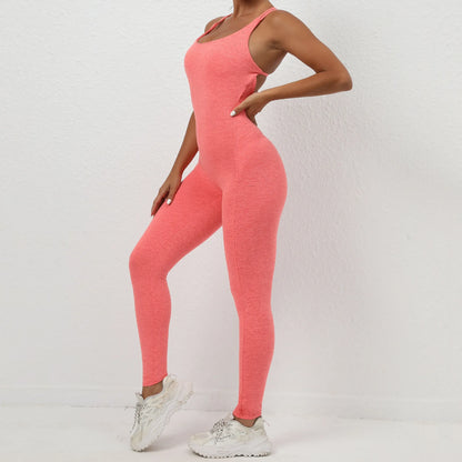 Backless Bodycon Scrunch Jumpsuit Raises Butt Women Dance Fitness