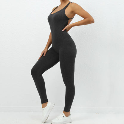 Backless Bodycon Scrunch Jumpsuit Raises Butt Women Dance Fitness