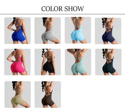 Women's Jumpsuit Bodysuit Adjustable Shoulder Strap Yoga Fitness Suit