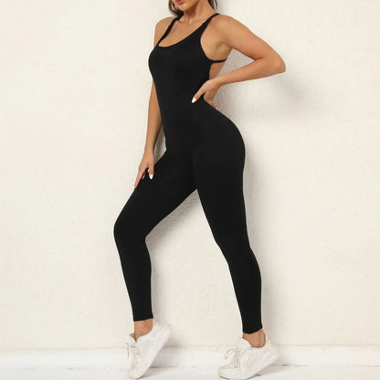 Backless Bodycon Scrunch Jumpsuit Raises Butt Women Dance Fitness