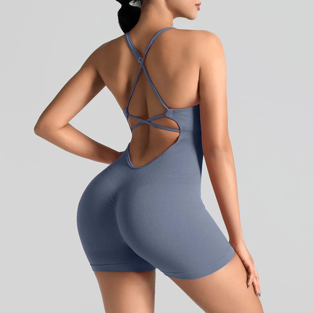 Women's Jumpsuit Bodysuit Adjustable Shoulder Strap Yoga Fitness Suit