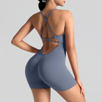 Women's Jumpsuit Bodysuit Adjustable Shoulder Strap Yoga Fitness Suit