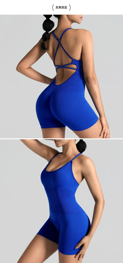 Women's Jumpsuit Bodysuit Adjustable Shoulder Strap Yoga Fitness Suit