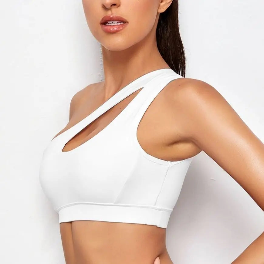 Women Sports Bra Push Up Fitness Bras One Shoulder Shockproof Yoga/ Pilates Bra