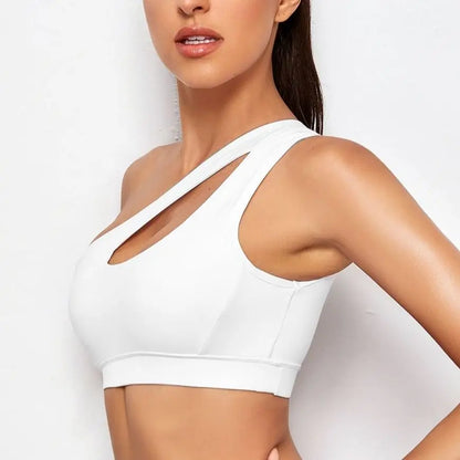 Women Sports Bra Push Up Fitness Bras One Shoulder Shockproof Yoga/ Pilates Bra