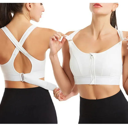 Front Zipper Adjustable Strap Shockproof Sports Bras For Women Elastic Fitness Athletic Brassiere Slim Yoga Crop Top