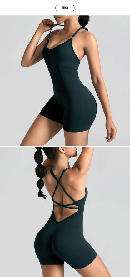 Women's Jumpsuit Bodysuit Adjustable Shoulder Strap Yoga Fitness Suit