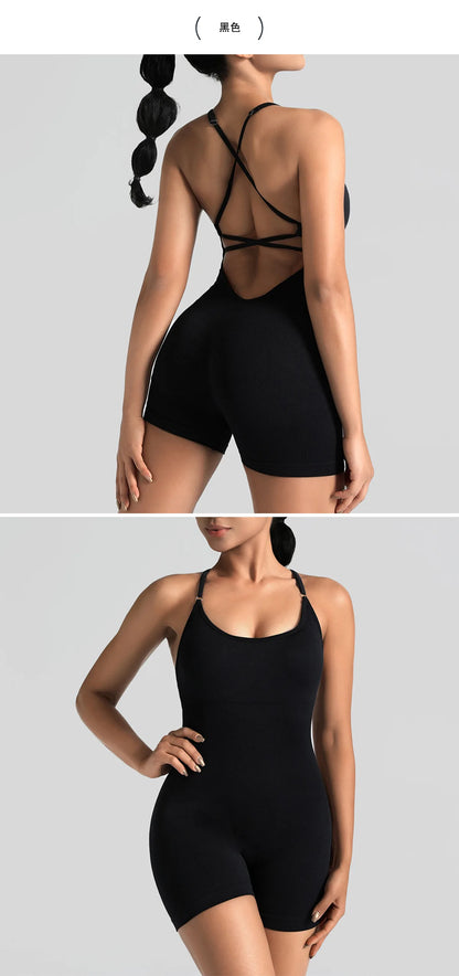 Women's Jumpsuit Bodysuit Adjustable Shoulder Strap Yoga Fitness Suit