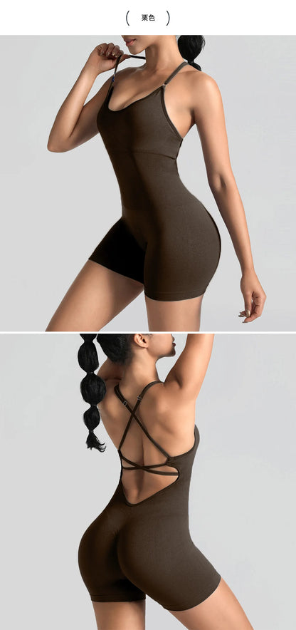 Women's Jumpsuit Bodysuit Adjustable Shoulder Strap Yoga Fitness Suit