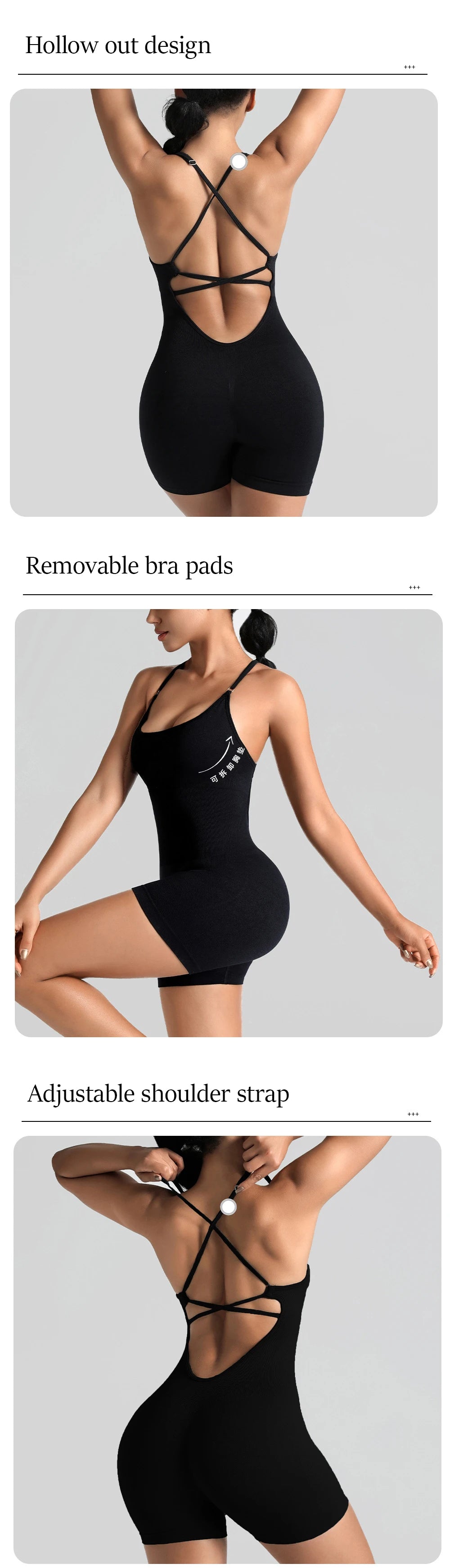 Women's Jumpsuit Bodysuit Adjustable Shoulder Strap Yoga Fitness Suit