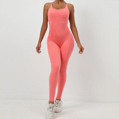 Backless Bodycon Scrunch Jumpsuit Raises Butt Women Dance Fitness
