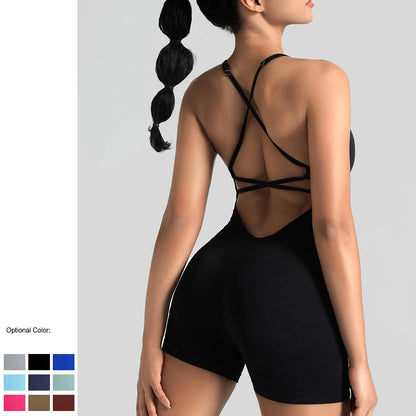 Women's Jumpsuit Bodysuit Adjustable Shoulder Strap Yoga Fitness Suit
