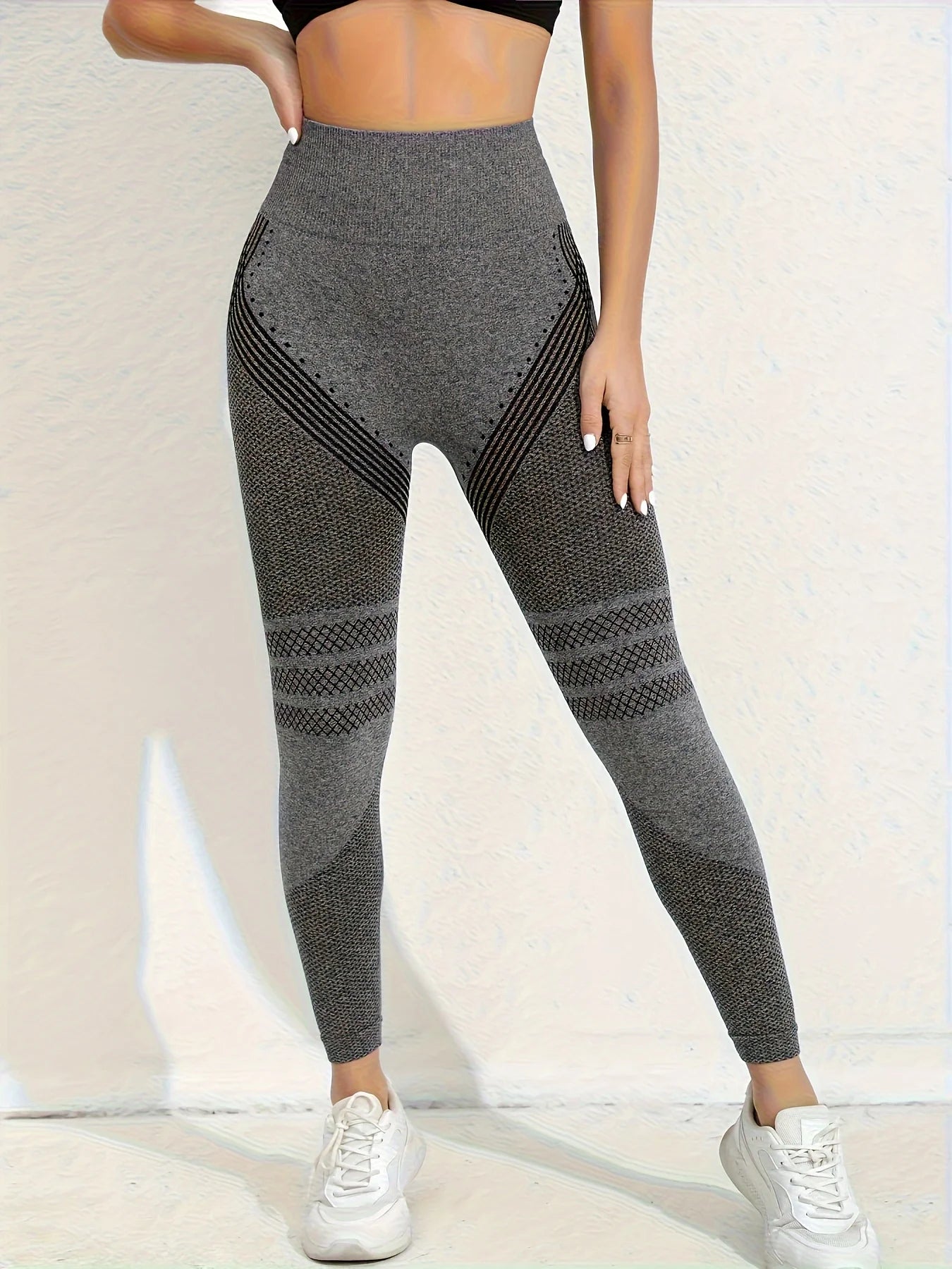 Body Sculpting High Stretch Sports Leggings, High Waist Hip Lifting Seamless Yoga Pants