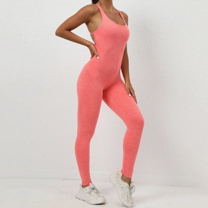 Backless Bodycon Scrunch Jumpsuit Raises Butt Women Dance Fitness
