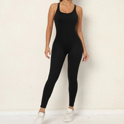 Backless Bodycon Scrunch Jumpsuit Raises Butt Women Dance Fitness
