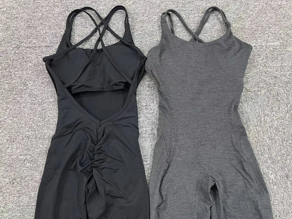 Backless Bodycon Scrunch Jumpsuit Raises Butt Women Dance Fitness