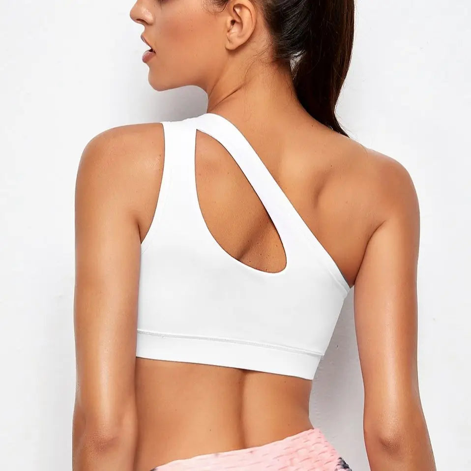 Women Sports Bra Push Up Fitness Bras One Shoulder Shockproof Yoga/ Pilates Bra