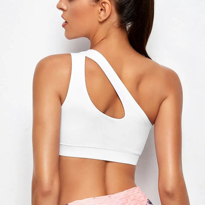 Women Sports Bra Push Up Fitness Bras One Shoulder Shockproof Yoga/ Pilates Bra