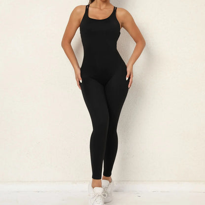 Backless Bodycon Scrunch Jumpsuit Raises Butt Women Dance Fitness