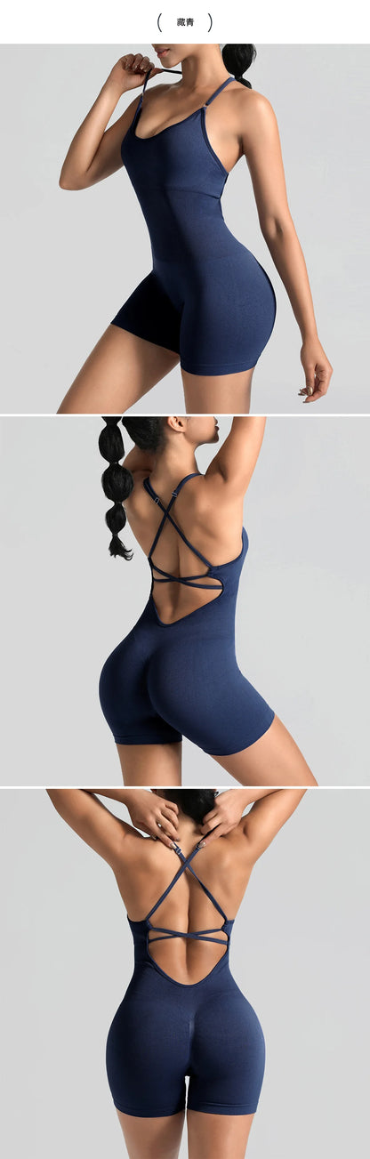 Women's Jumpsuit Bodysuit Adjustable Shoulder Strap Yoga Fitness Suit