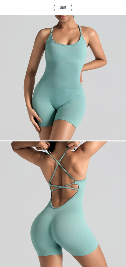 Women's Jumpsuit Bodysuit Adjustable Shoulder Strap Yoga Fitness Suit