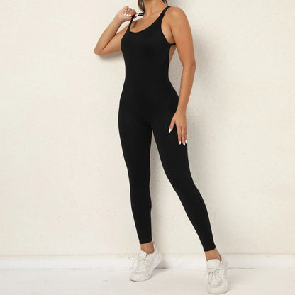Backless Bodycon Scrunch Jumpsuit Raises Butt Women Dance Fitness