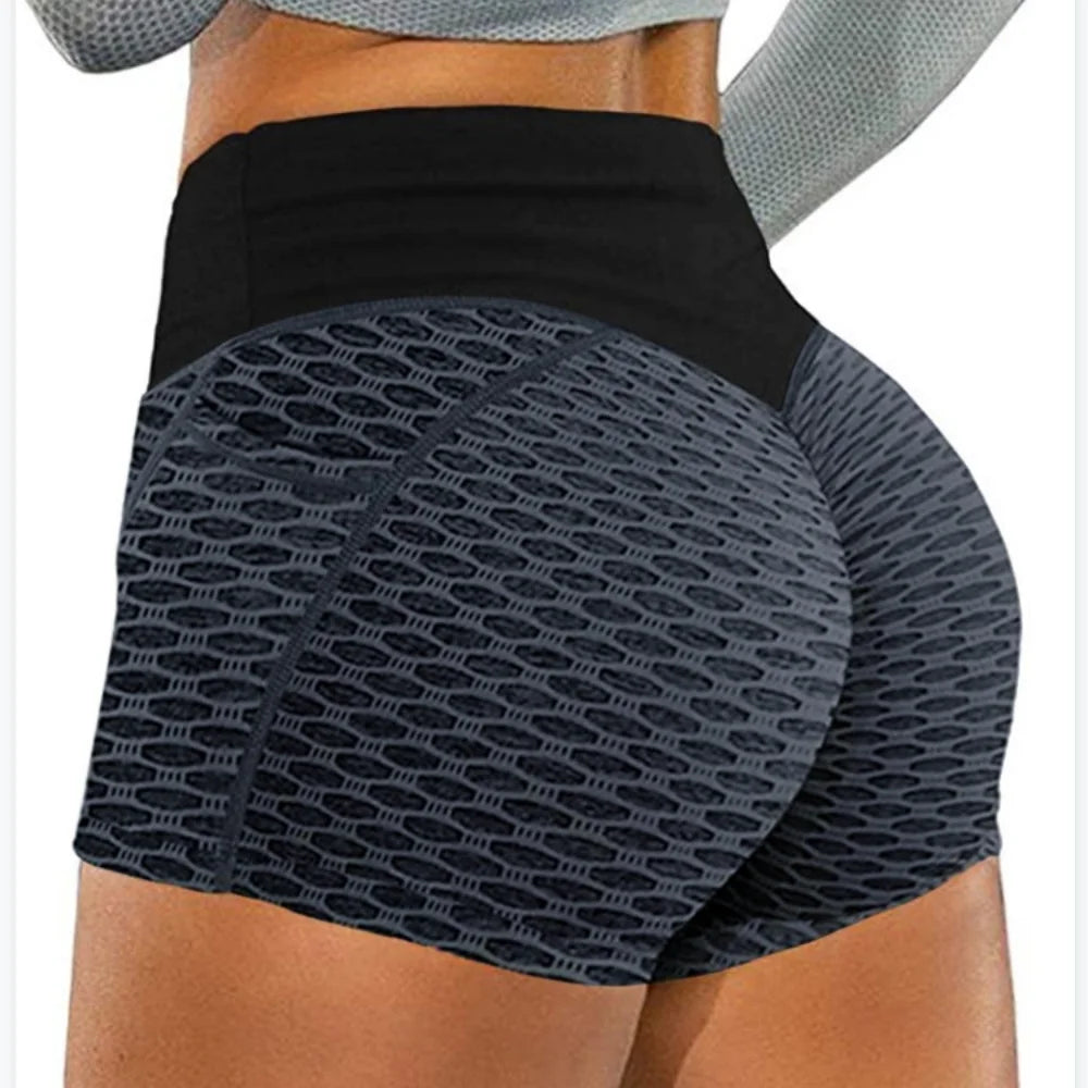 Womens High Waist Honeycomb Seamless Shorts