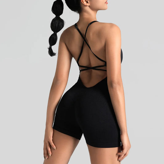 Women's Jumpsuit Bodysuit Adjustable Shoulder Strap Yoga Fitness Suit