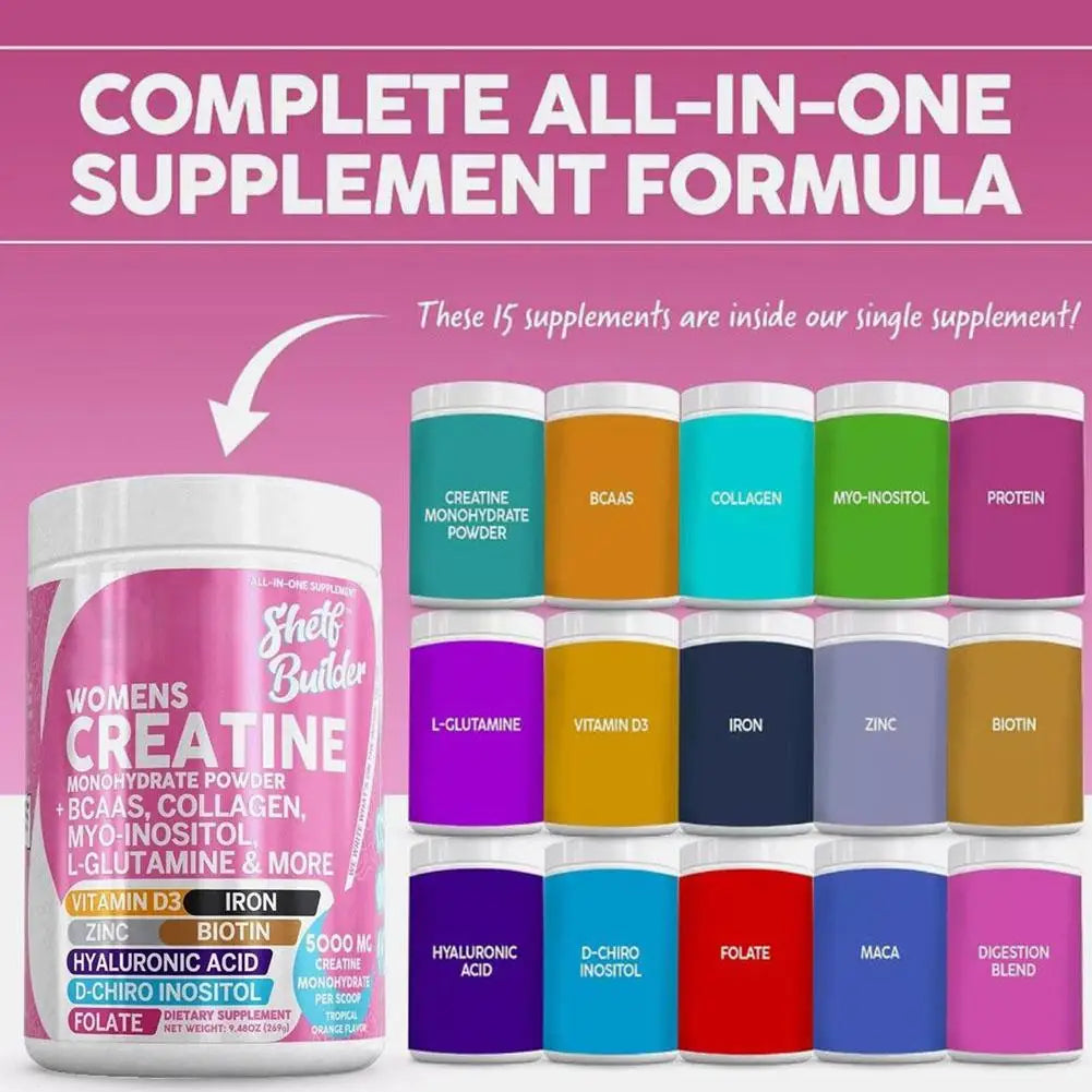 WOMENS CREATINE Monohydrate Powder Creatine Monohydrate + BCAA Powder Myo-Inositol Collagen Biotin Hyaluronic Acid