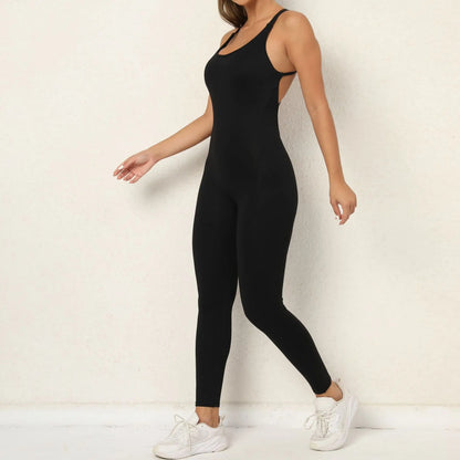 Backless Bodycon Scrunch Jumpsuit Raises Butt Women Dance Fitness