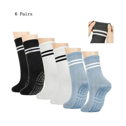 Pilates Socks with Grips for Women Yoga Socks Barre Socks Non Slip Socks of 1/2/3/6pairs