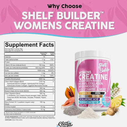 WOMENS CREATINE Monohydrate Powder Creatine Monohydrate + BCAA Powder Myo-Inositol Collagen Biotin Hyaluronic Acid