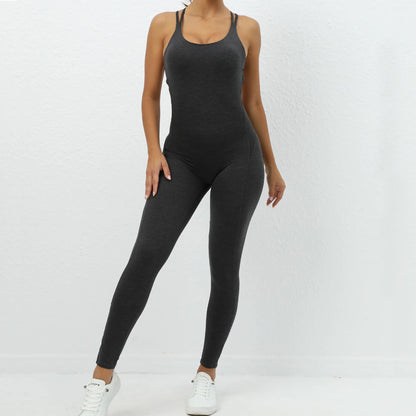 Backless Bodycon Scrunch Jumpsuit Raises Butt Women Dance Fitness
