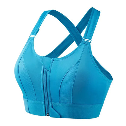 Front Zipper Adjustable Strap Shockproof Sports Bras For Women Elastic Fitness Athletic Brassiere Slim Yoga Crop Top